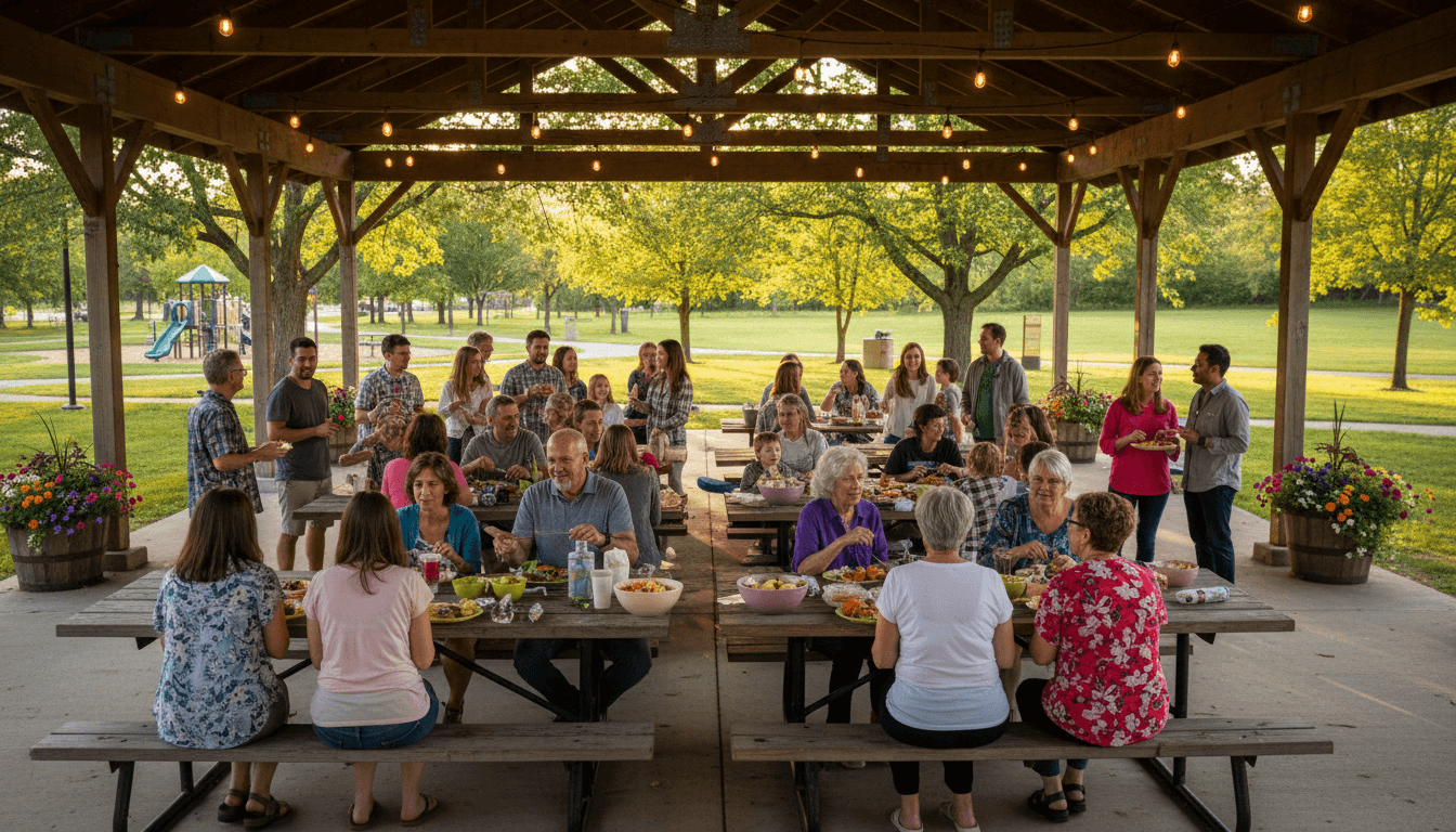 Community members gathered together in a local neighborhood setting
